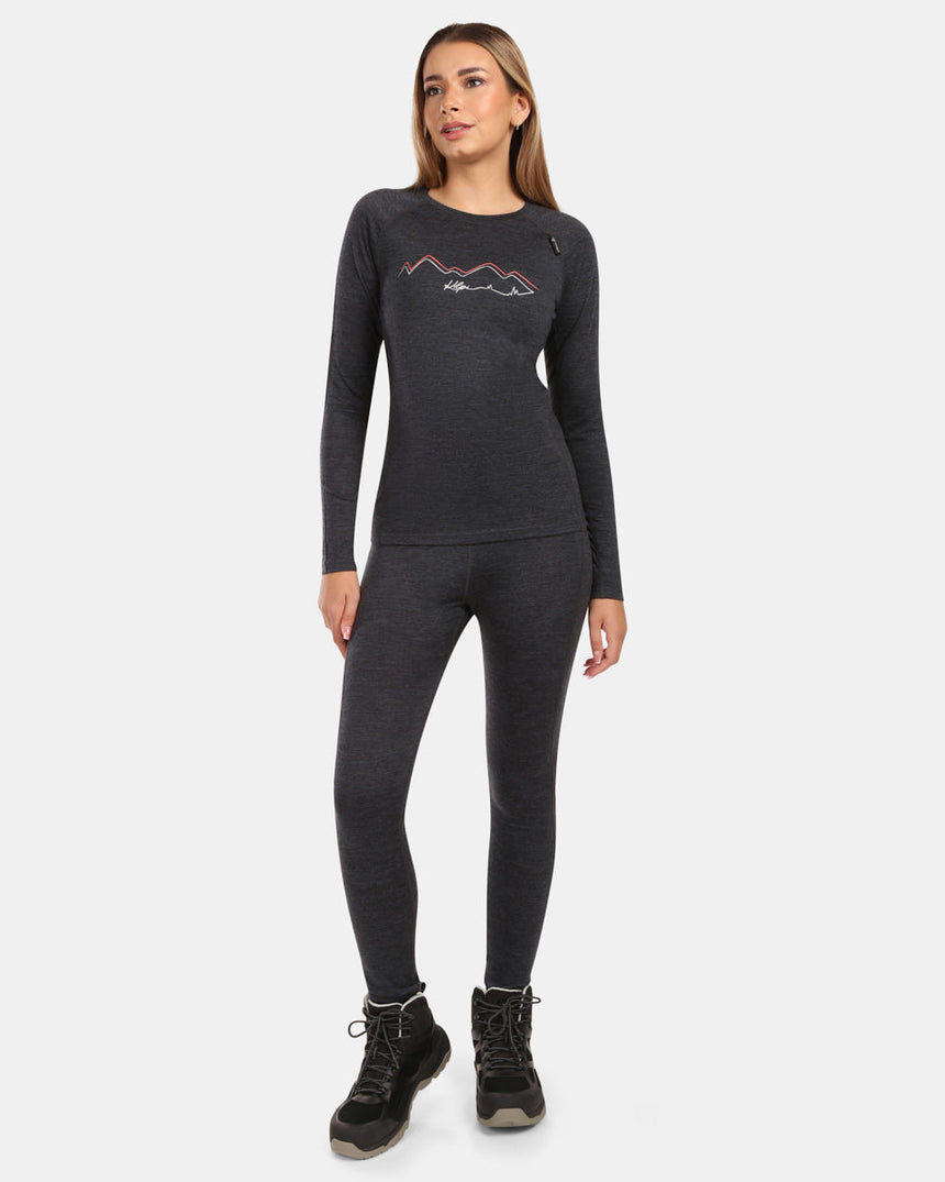 Women's merino wool base layer top Kilpi MAVORA TOP-W