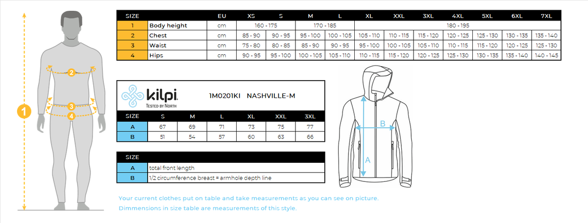 HOMMELe sweat-shirt fonctionnel de Kilpi NASHVILLE-M – Size chart