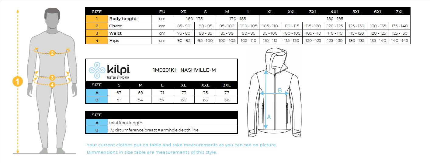 HOMMELe sweat-shirt fonctionnel de Kilpi NASHVILLE-M – Size chart