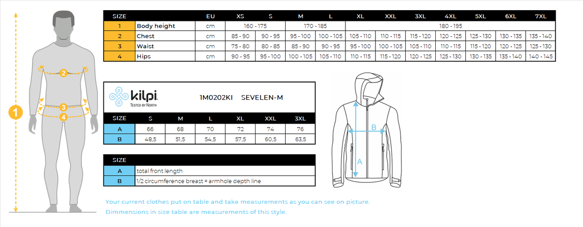 HOMMEle sweat-shirt en polaire Kilpi SEVELEN-M – Size chart