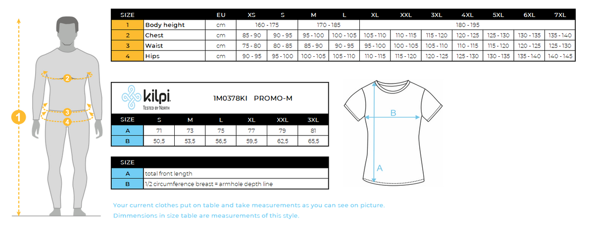 HOMMELe T-shirt en coton Kilpi PROMO-M – Size chart
