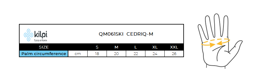 Gants de ski pour hommes Kilpi CEDRIQ-M – Size chart