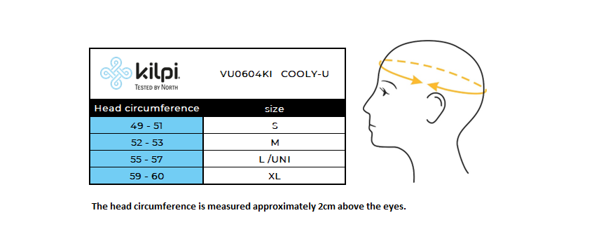 Bandeau unisexe Kilpi COOLY-U – Size chart
