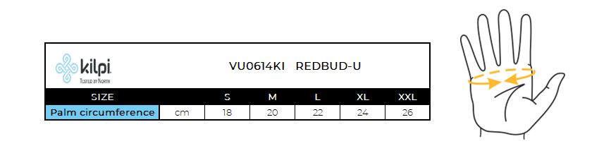 Gants de cyclisme unisexes Kilpi REDBUD-U – Size chart