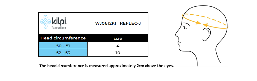 Kid's winter hat Kilpi REFLEC-J – Size chart