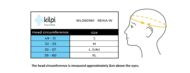 Women's winter hat Kilpi RENA-W – Size chart