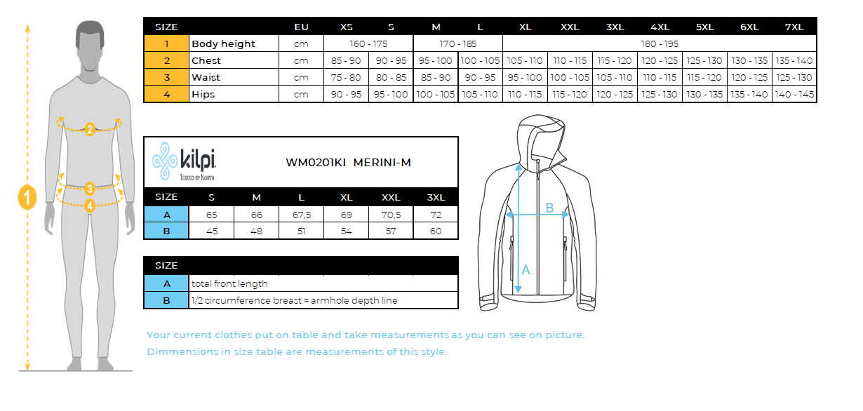 HOMMELe pull mérinos à capuche Kilpi MERINI-M – Size chart