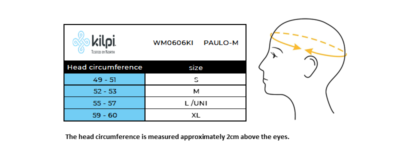 Men's hat Kilpi PAULO-M – Size chart