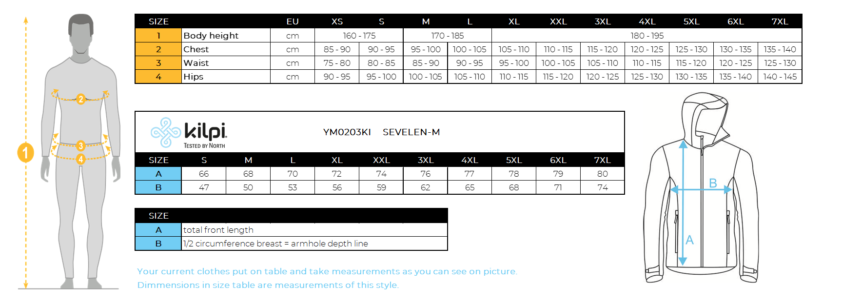 HOMMEle sweat-shirt en polaire Kilpi SEVELEN-M – Size chart