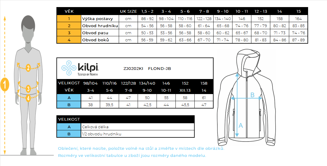 Sweat à capuche polaire garçon Kilpi FLOND-JB – Size chart