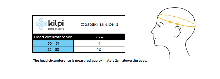 Cache-cou enfant Kilpi MINION-J – Size chart