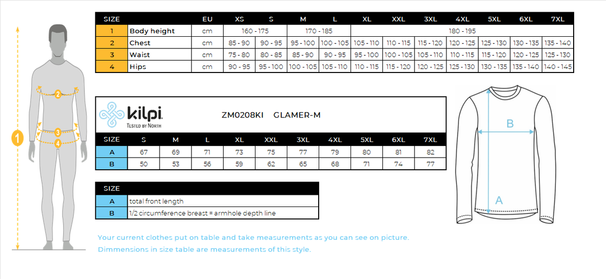 HOMMEle sweat-shirt en polaire Kilpi GLAMER-M – Size chart