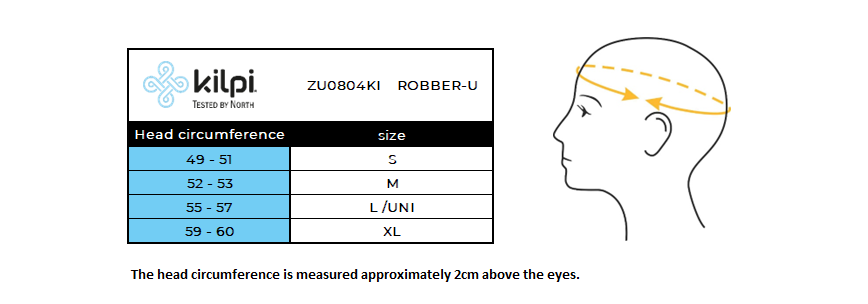 Masque de ski unisexe Kilpi ROBBER-U – Size chart